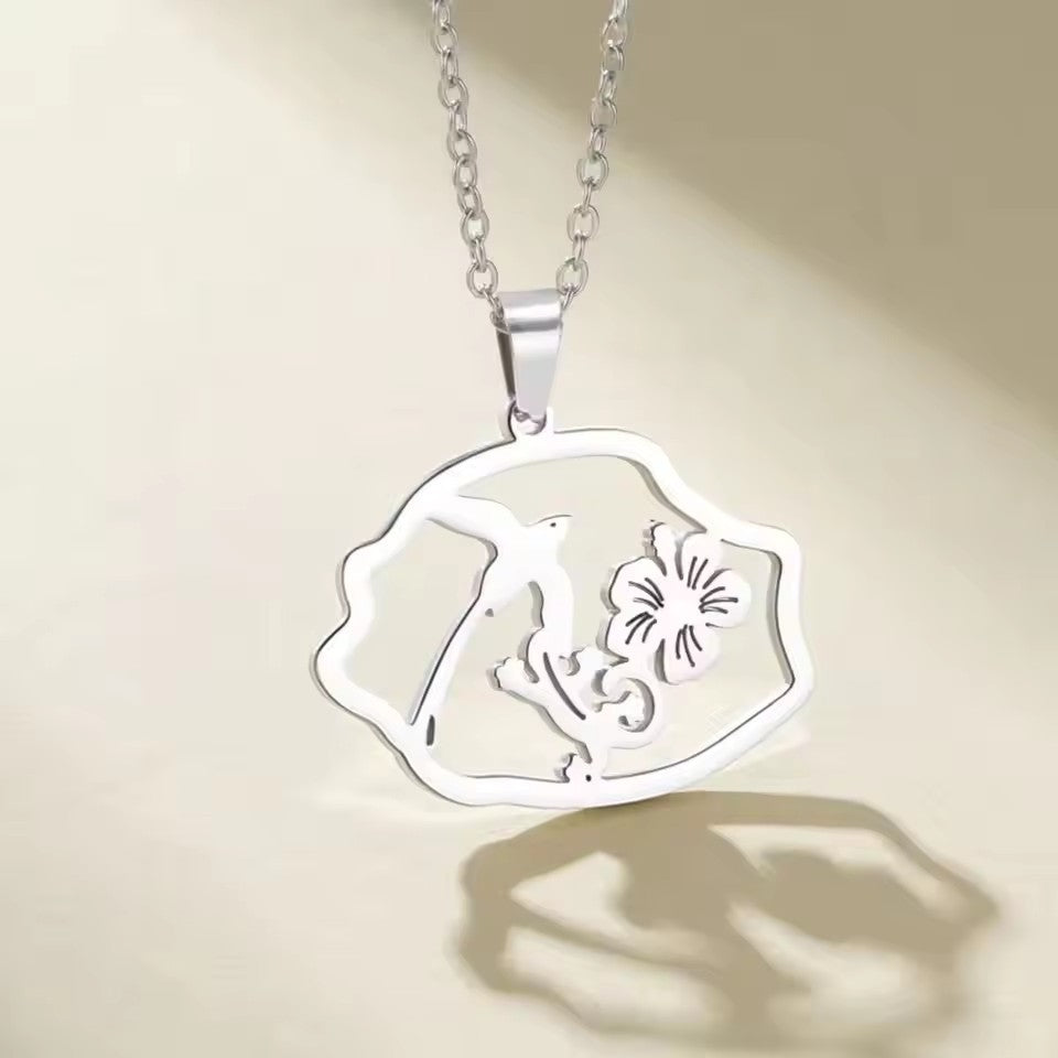 Coconut Tree Pendant Necklace In 304 Stainless Steel With 18K Real Gold Plated Cable Chain, Tropical Style Unisex Jewelry