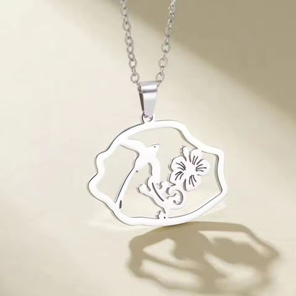 Coconut Tree Pendant Necklace In 304 Stainless Steel With 18K Real Gold Plated Cable Chain, Tropical Style Unisex Jewelry