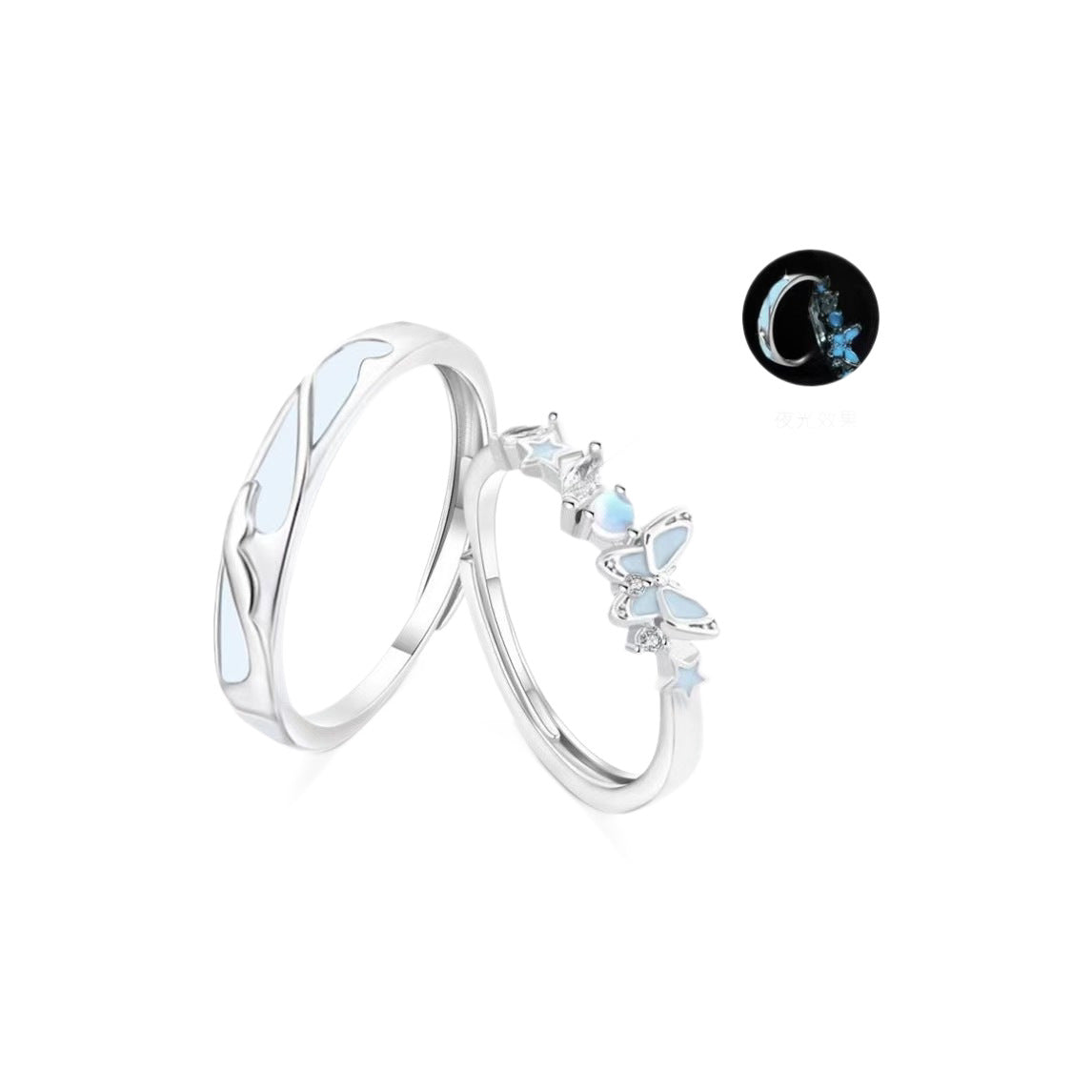 Butterfly Couple Rings In Copper Featuring Waterproof Non Tarnish Electroplated Craft With Sweet Style