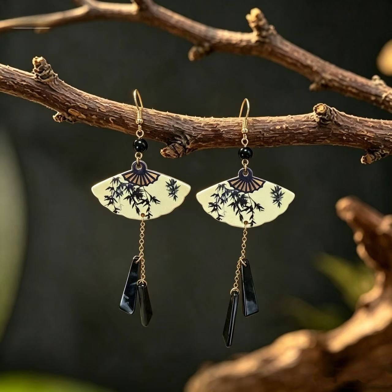 Ethnic Style Flowers Tassel Ear Hook Earrings For Women With Copper Ear Pins, Plastic Material