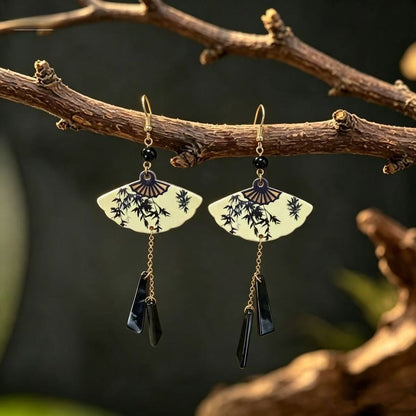Ethnic Style Flowers Tassel Ear Hook Earrings For Women With Copper Ear Pins, Plastic Material