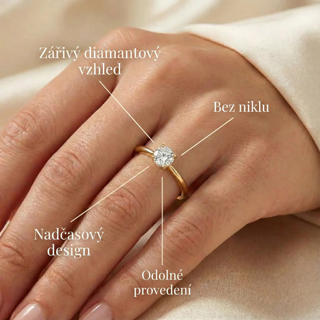 Round Copper Ring For Women With Claw Setting Featuring Moissanite In Gold
