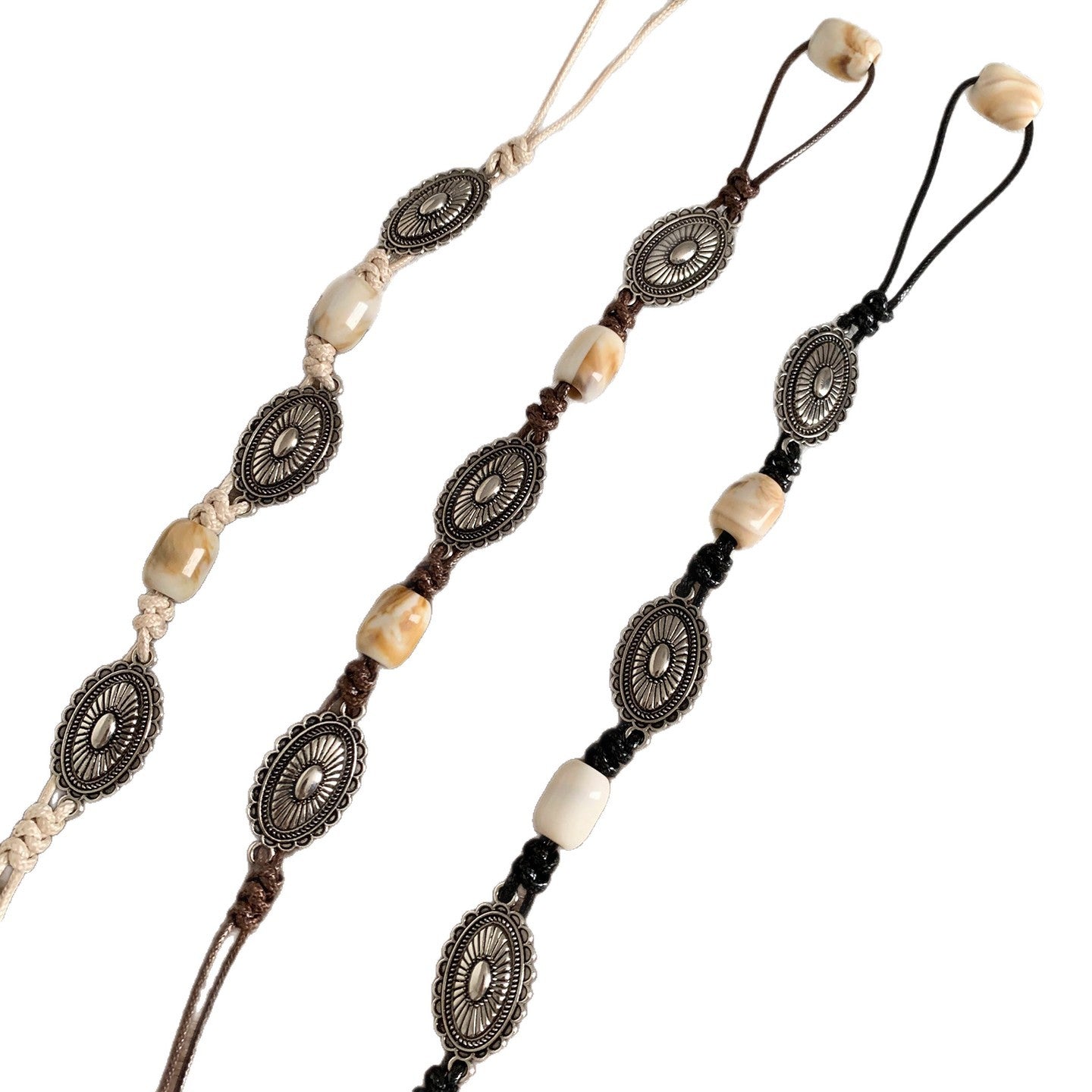 Ethnic Style Women’s Waist Chain Belt With Beading And Braid Finish In Beige