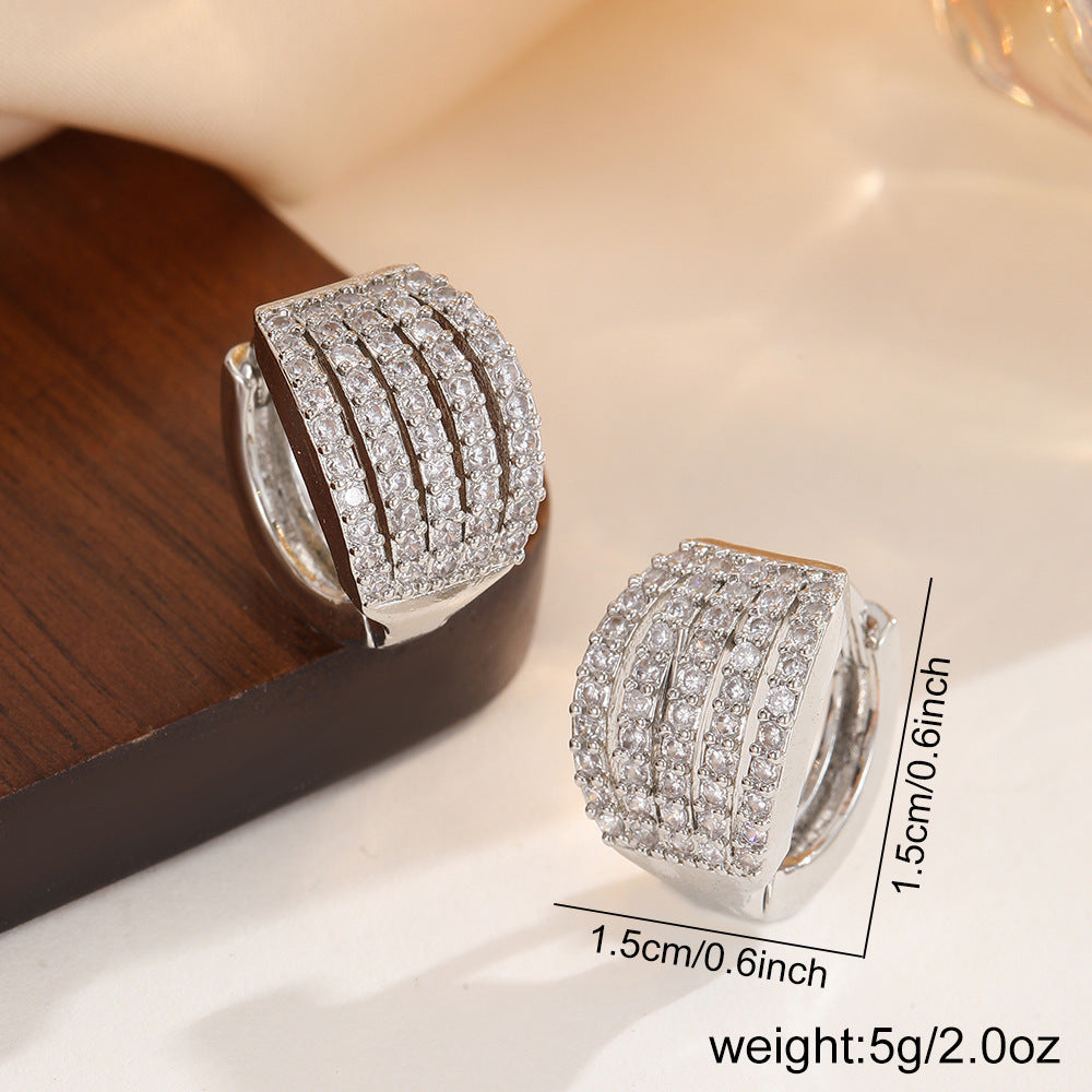 Luxurious Round Hoop Earrings For Women With Bezel Setting, Copper Base, KC Golden Plated, And Zircon Inlay