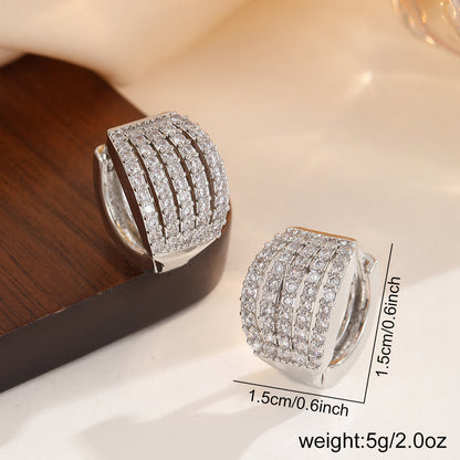 Luxurious Round Hoop Earrings For Women With Bezel Setting, Copper Base, KC Golden Plated, And Zircon Inlay