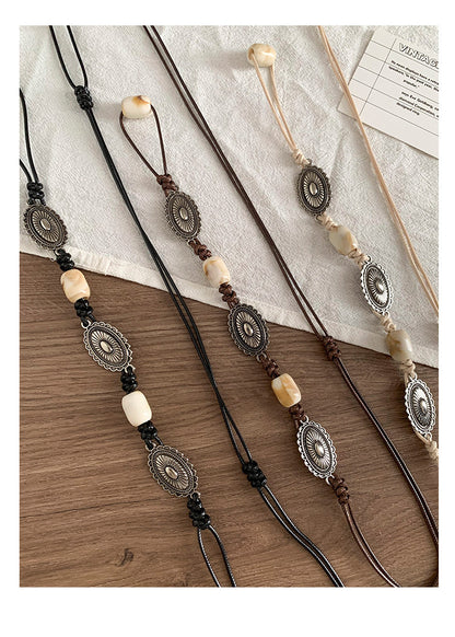 Ethnic Style Women’s Waist Chain Belt With Beading And Braid Finish In Beige