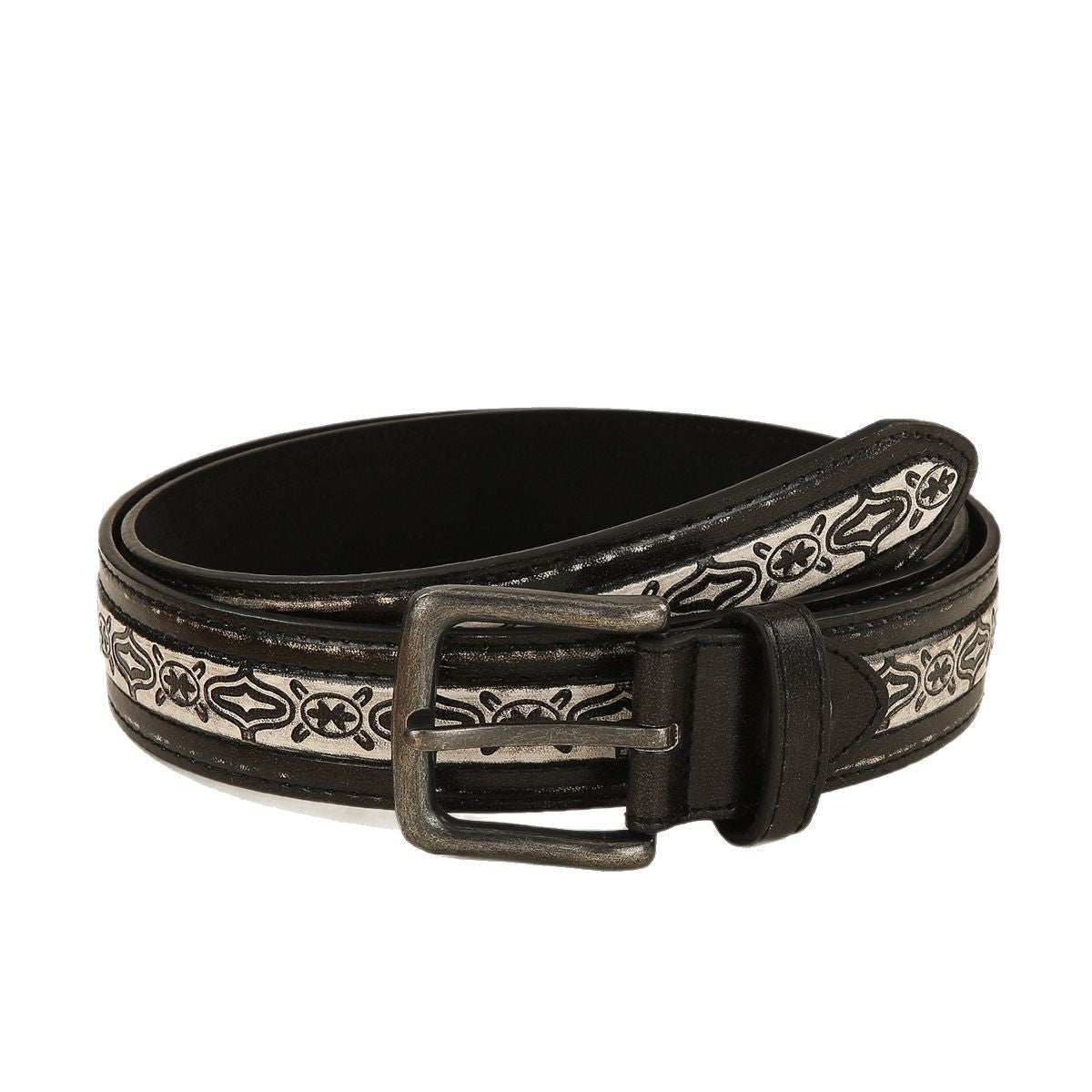 Retro Totem Belt With Zinc Alloy Pin Buckle Featuring Embossing Finish, Unisex Style