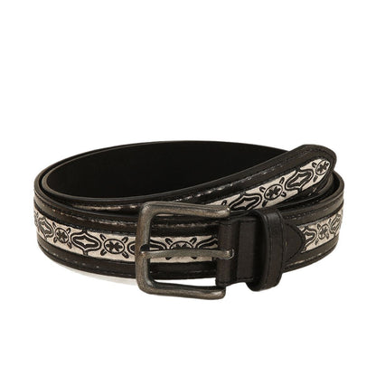 Retro Totem Belt With Zinc Alloy Pin Buckle Featuring Embossing Finish, Unisex Style