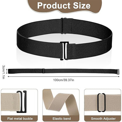 Women's Casual Elasticated Belt In Dyed Black With Zinc Alloy Buckle, Made Of Durable Polyester