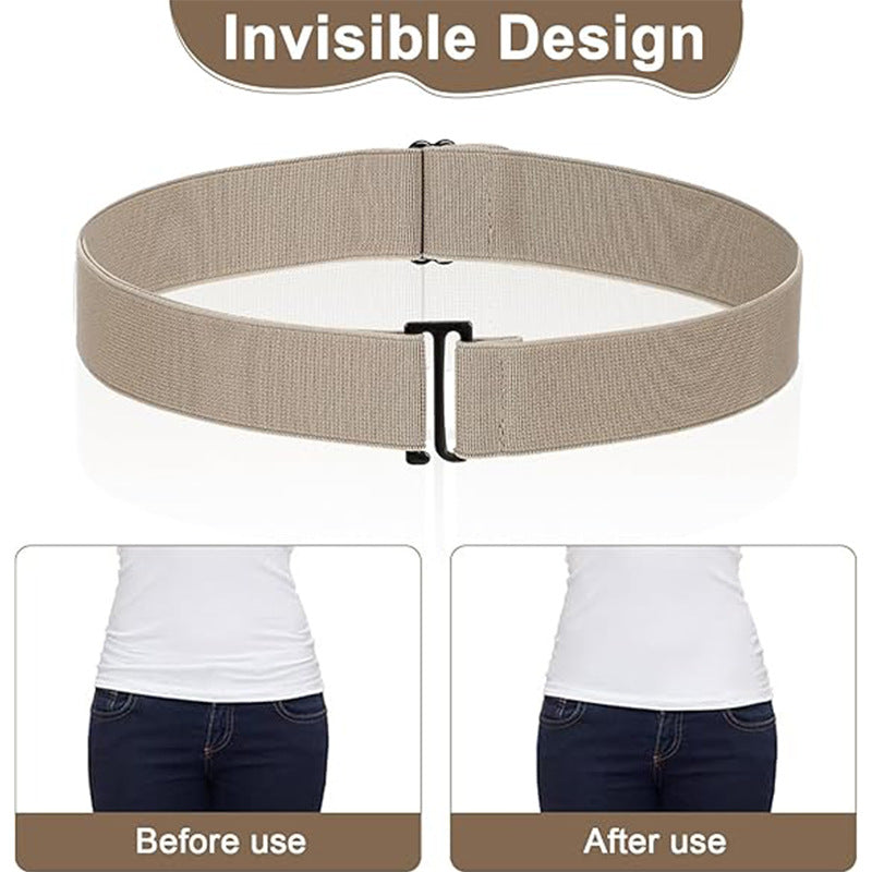 Women's Casual Elasticated Belt In Dyed Black With Zinc Alloy Buckle, Made Of Durable Polyester
