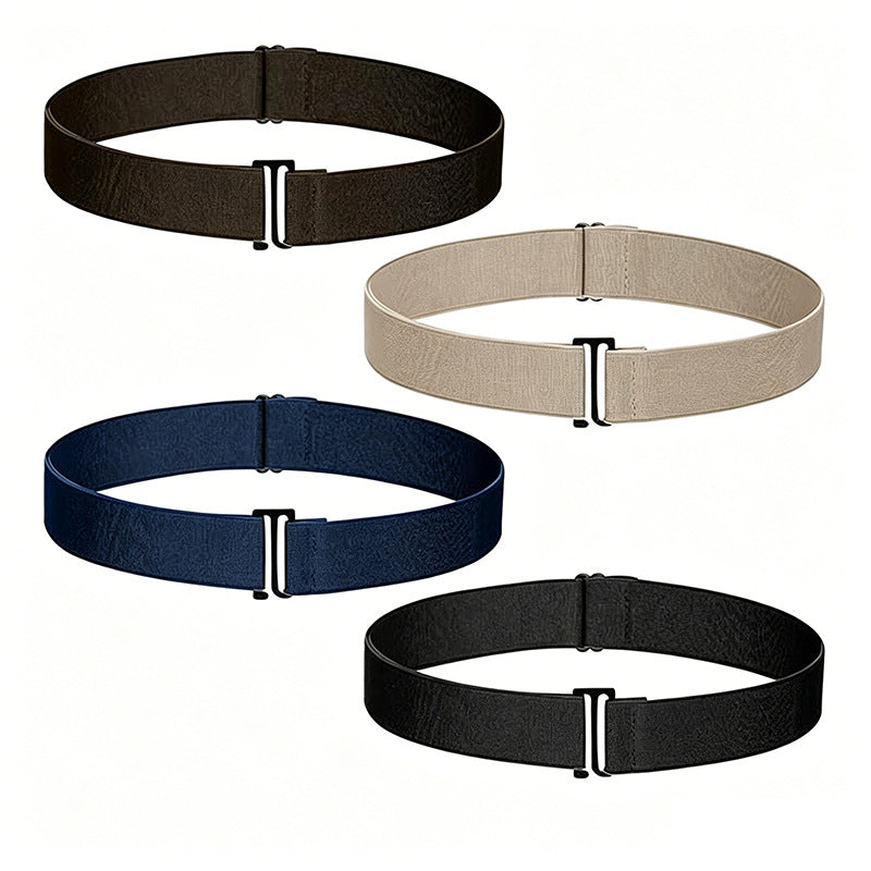 Women's Casual Elasticated Belt In Dyed Black With Zinc Alloy Buckle, Made Of Durable Polyester