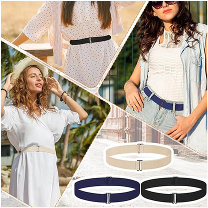 Women's Casual Elasticated Belt In Dyed Black With Zinc Alloy Buckle, Made Of Durable Polyester