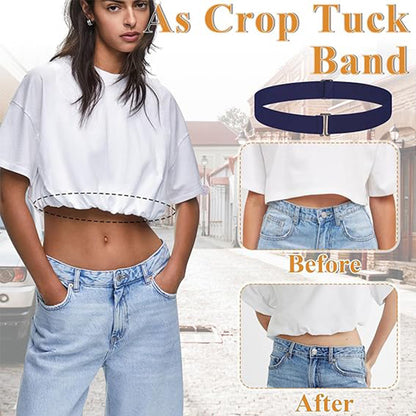 Women's Casual Elasticated Belt In Dyed Black With Zinc Alloy Buckle, Made Of Durable Polyester