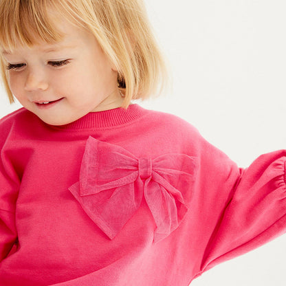 Girls' Solid Color Sport Sweatshirt & Hoodie Co-ord Set In Cotton With Long Sleeve, 2 Pieces Set For Kids