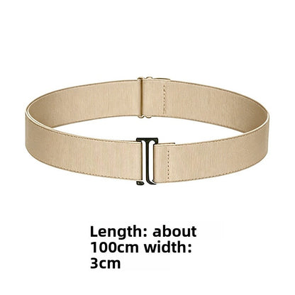Women's Casual Elasticated Belt In Dyed Black With Zinc Alloy Buckle, Made Of Durable Polyester