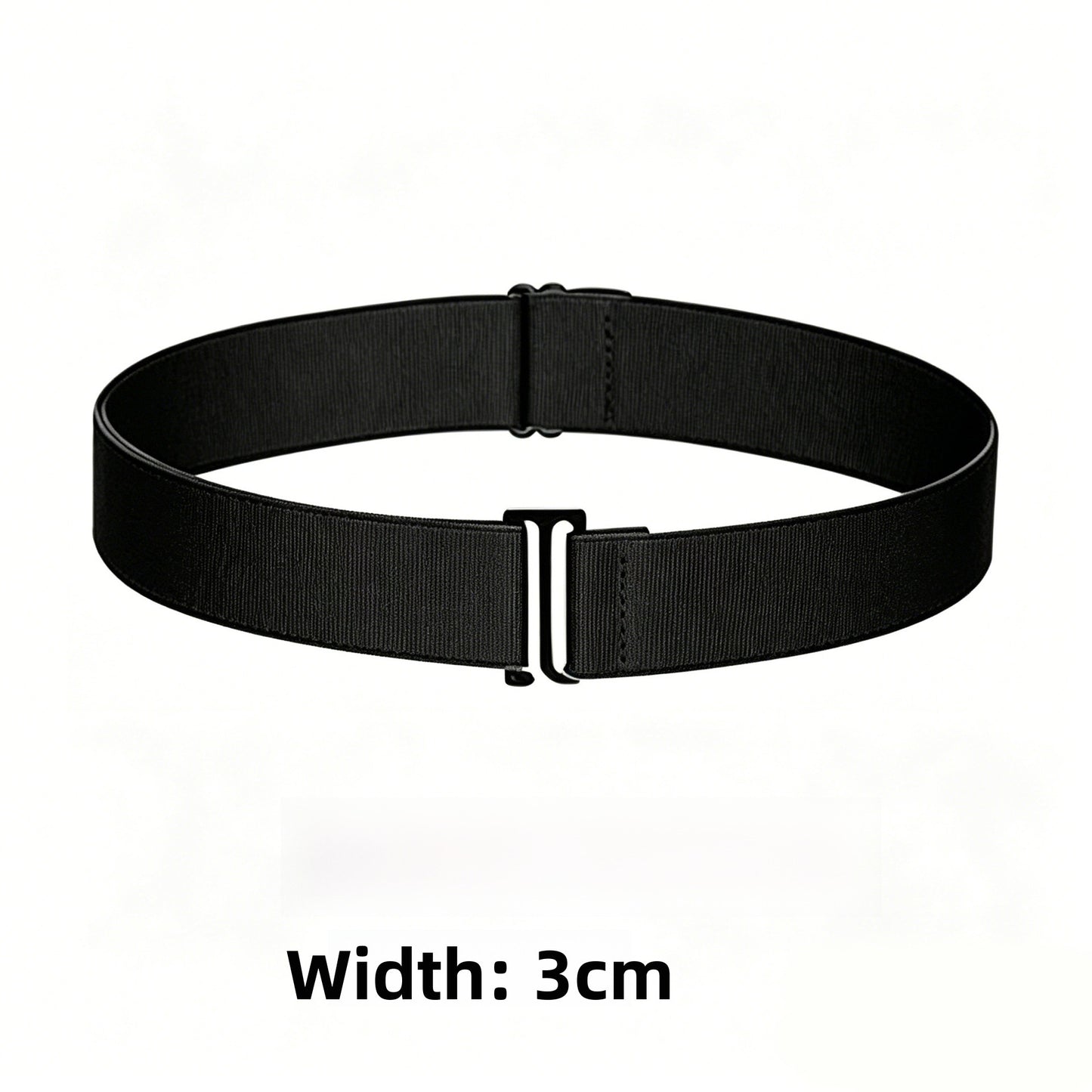 Women's Casual Elasticated Belt In Dyed Black With Zinc Alloy Buckle, Made Of Durable Polyester