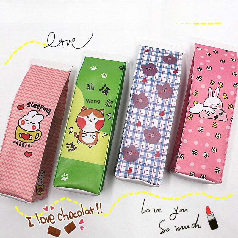Bear Pencil Case For Learning, Made Of Durable PU Leather, Perfect For School And Office Use