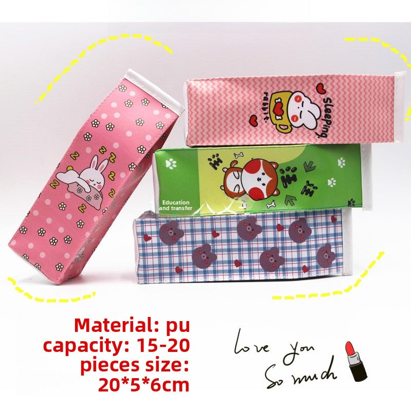 Bear Pencil Case For Learning, Made Of Durable PU Leather, Perfect For School And Office Use