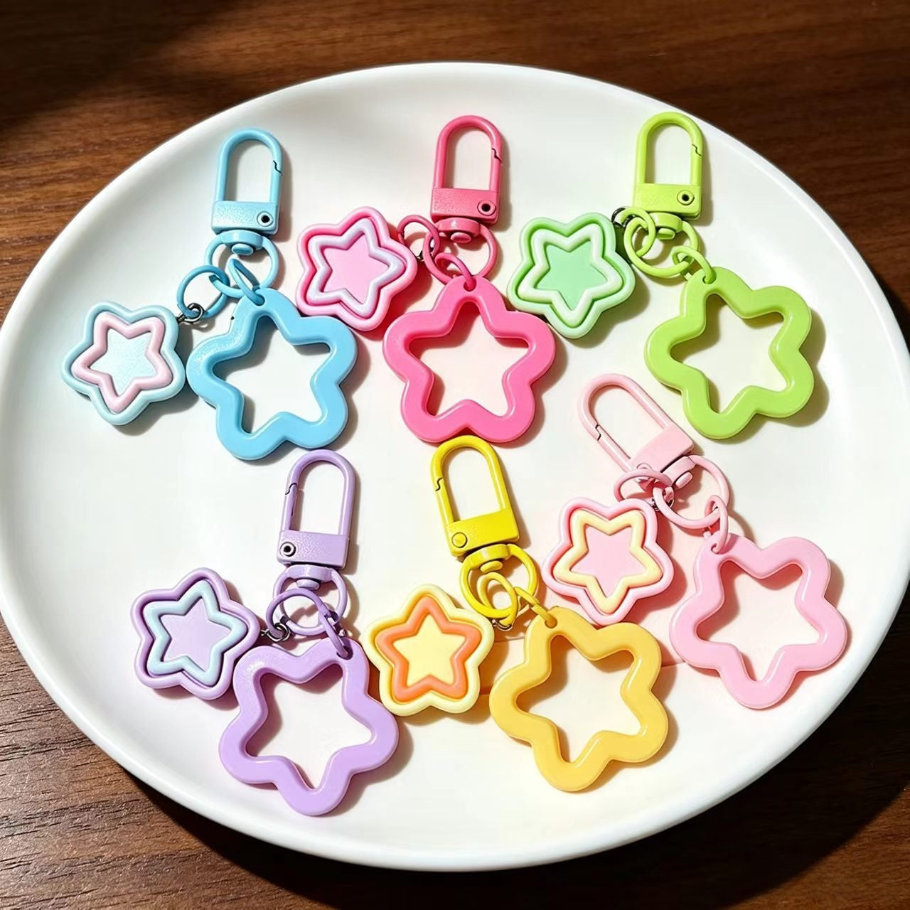 Pentagram Bag Charm Key Chain In Colour Featuring Durable Plastic Material