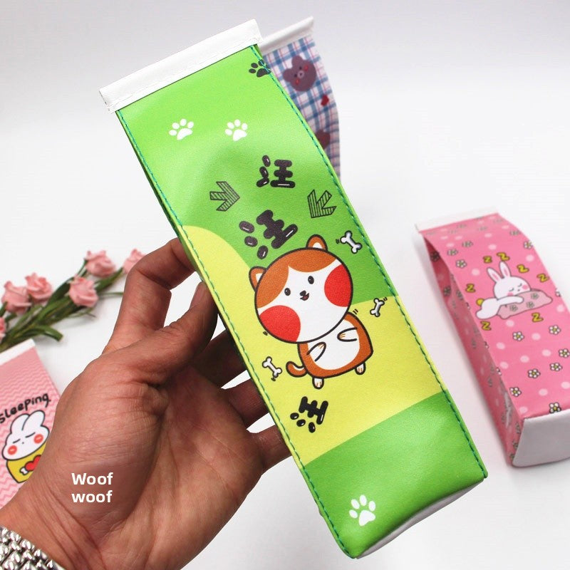 Bear Pencil Case For Learning, Made Of Durable PU Leather, Perfect For School And Office Use