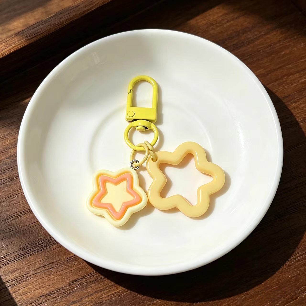 Pentagram Bag Charm Key Chain In Colour Featuring Durable Plastic Material