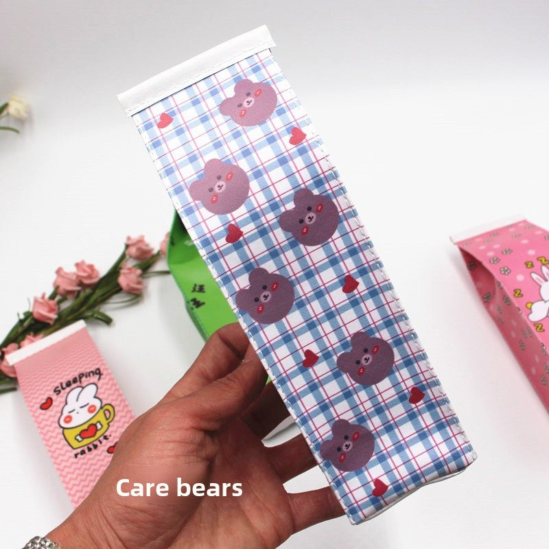 Bear Pencil Case For Learning, Made Of Durable PU Leather, Perfect For School And Office Use