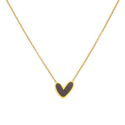 Black Shell Heart Necklace - Gold