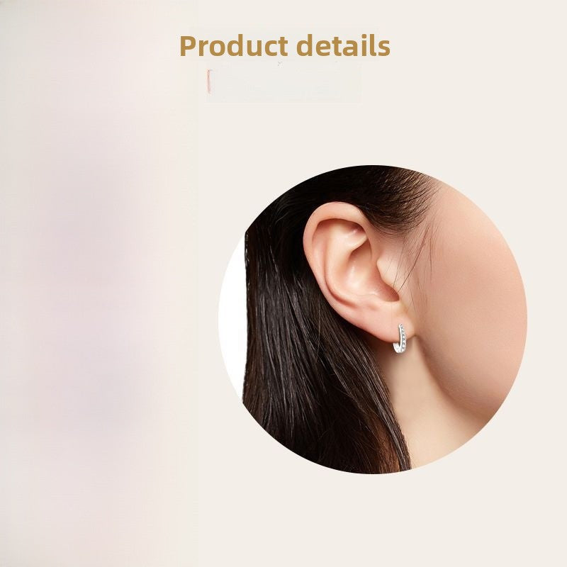 U Shape Earrings For Women In 925 Sterling Silver Featuring Moissanite Inlay