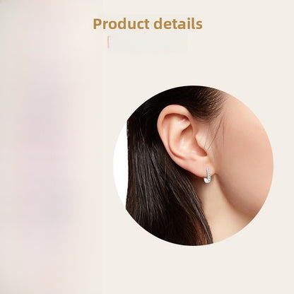U Shape Earrings For Women In 925 Sterling Silver Featuring Moissanite Inlay