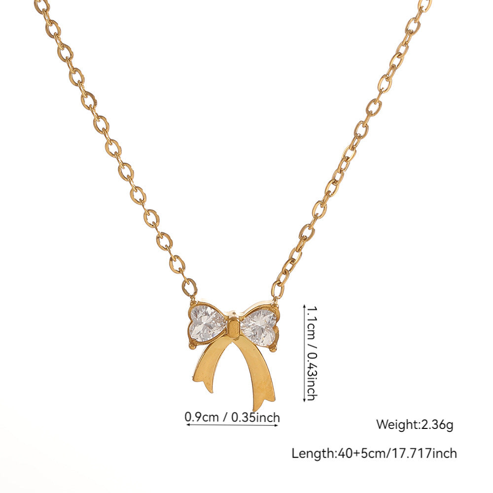 Elegant Heart Shape Necklace For Women With 304 Stainless Steel Pendant And Rhinestones On Cable Chain