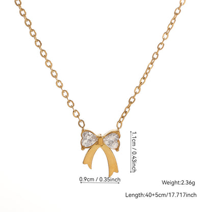 Elegant Heart Shape Necklace For Women With 304 Stainless Steel Pendant And Rhinestones On Cable Chain