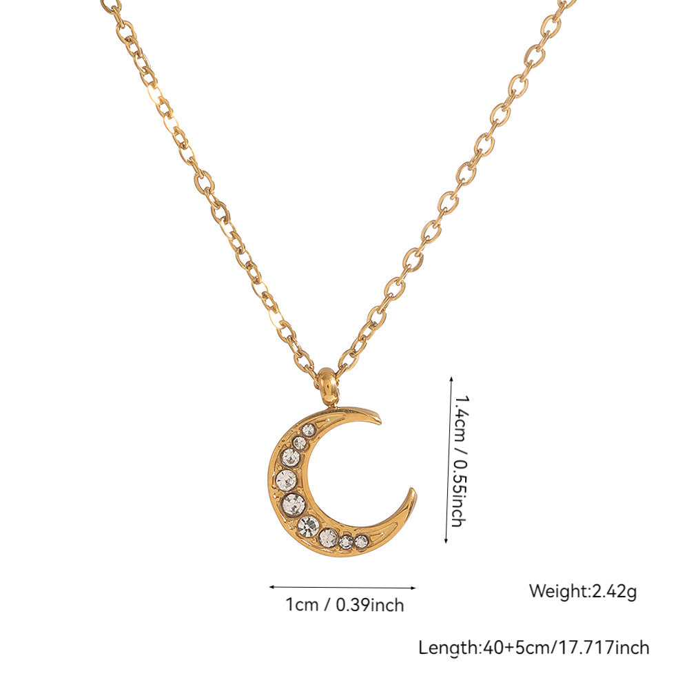 Elegant Heart Shape Necklace For Women With 304 Stainless Steel Pendant And Rhinestones On Cable Chain