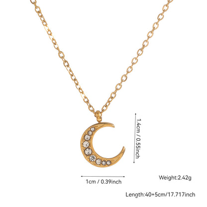 Elegant Heart Shape Necklace For Women With 304 Stainless Steel Pendant And Rhinestones On Cable Chain