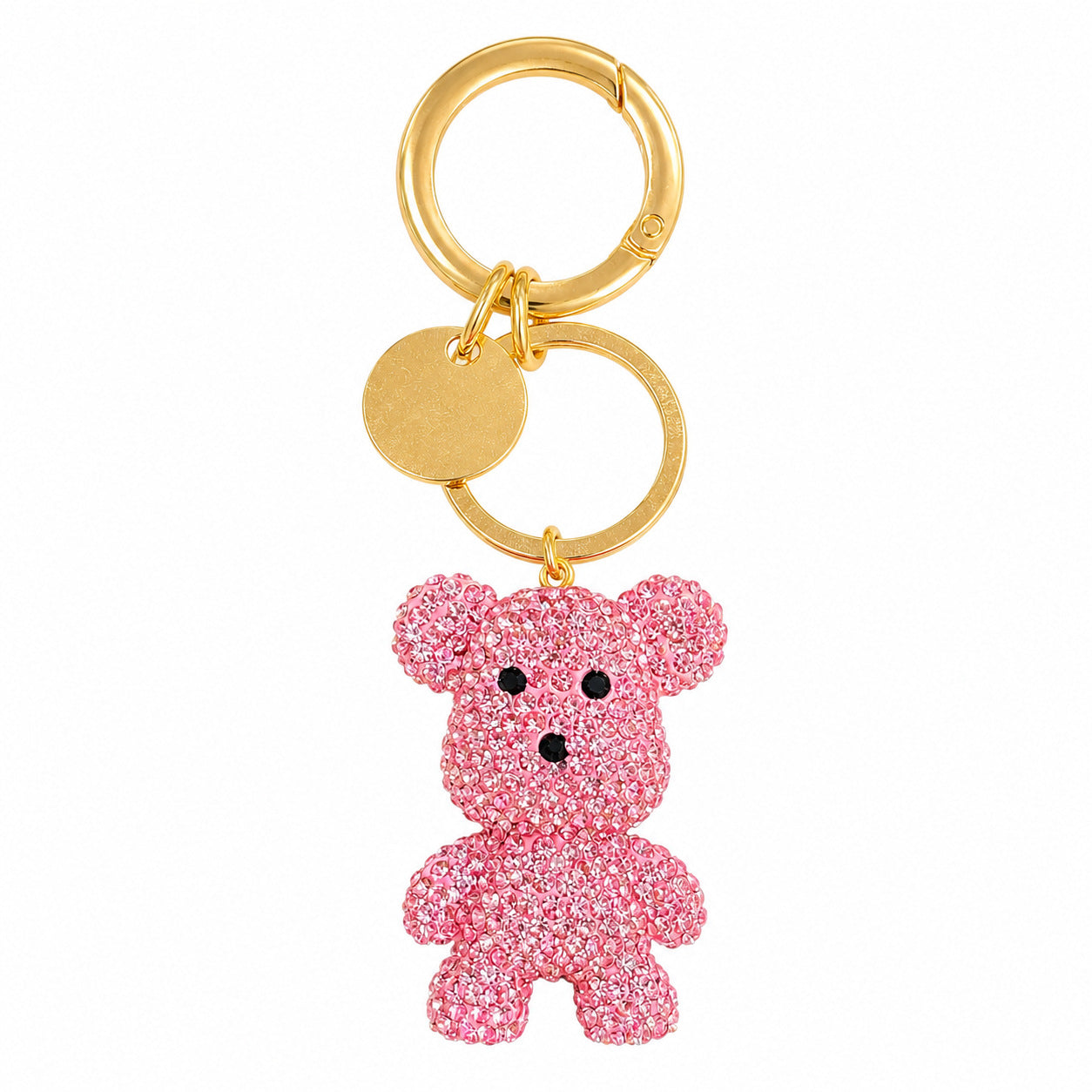 Christmas Bear Key Chain In Red Featuring Rhinestone Embellishments, Perfect Bag Charm Accessory