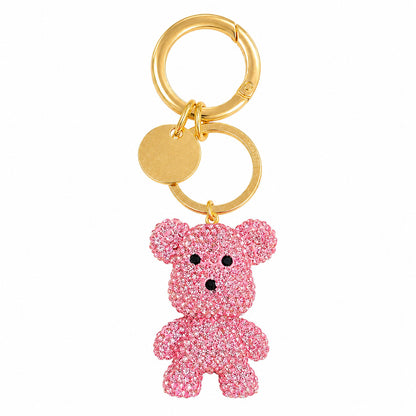 Christmas Bear Key Chain In Red Featuring Rhinestone Embellishments, Perfect Bag Charm Accessory