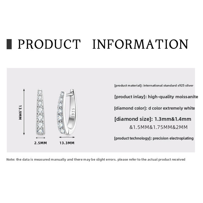 U Shape Earrings For Women In 925 Sterling Silver Featuring Moissanite Inlay