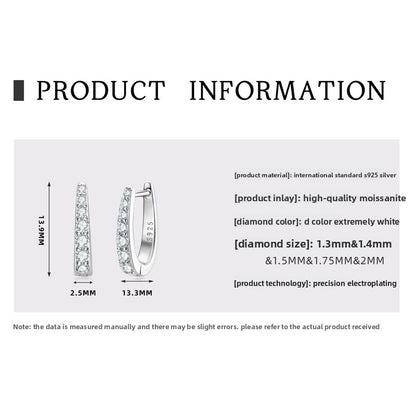 U Shape Earrings For Women In 925 Sterling Silver Featuring Moissanite Inlay