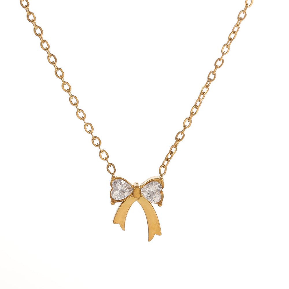 Elegant Heart Shape Necklace For Women With 304 Stainless Steel Pendant And Rhinestones On Cable Chain
