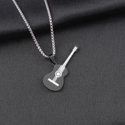 Black Guitar + 60cm Steel-colored Corn Chain