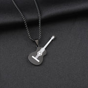 Black Guitar + 60cm Black Corn Chain