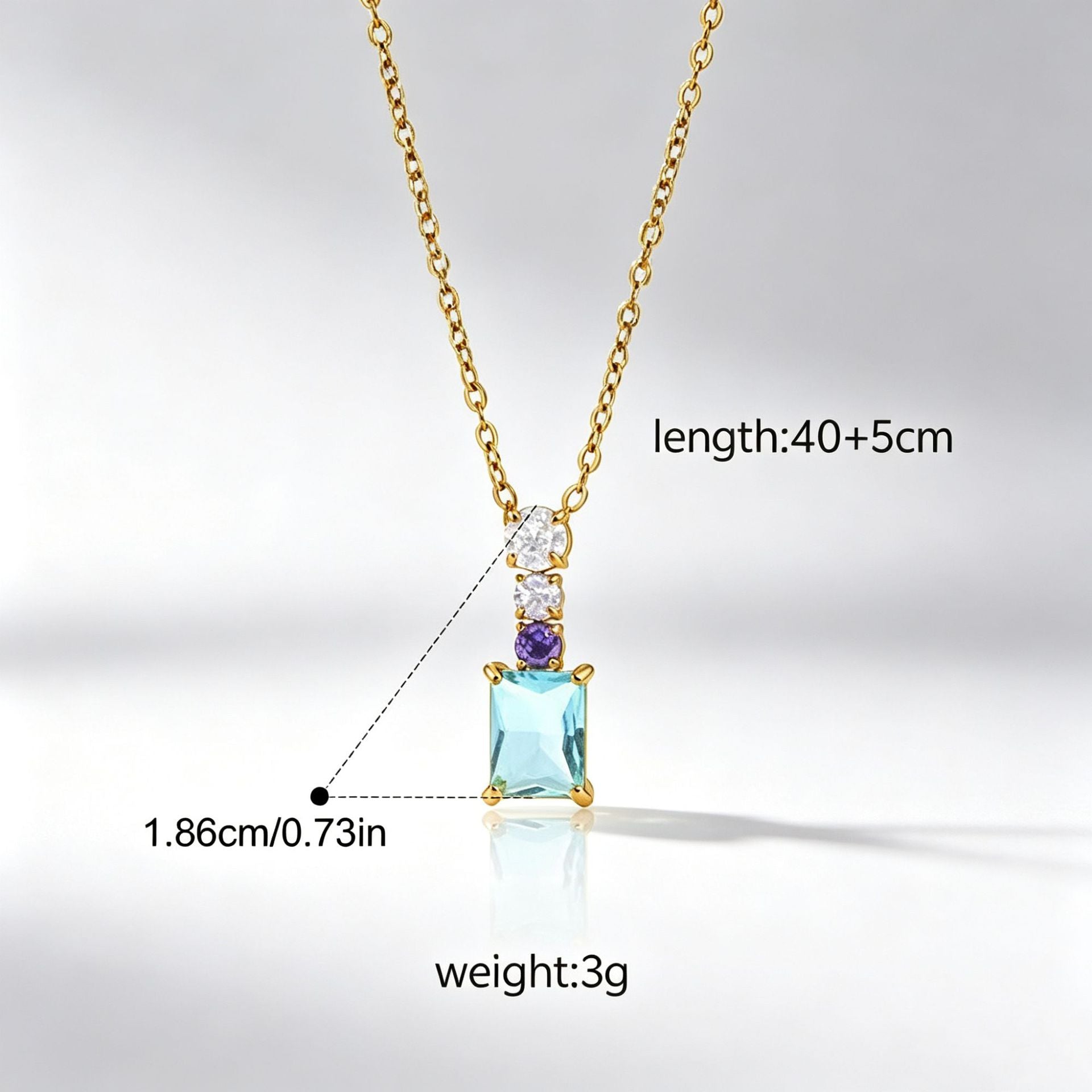 Water Droplets Pendant Necklace In Titanium Steel With Zircon Inlay, PVD Coated Chain For Women