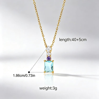 Water Droplets Pendant Necklace In Titanium Steel With Zircon Inlay, PVD Coated Chain For Women