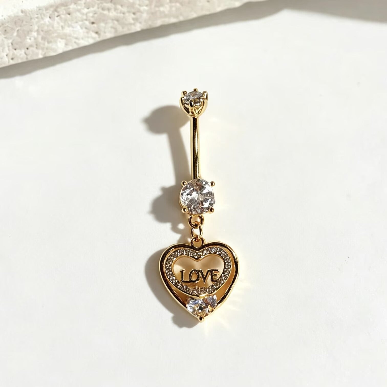 Heart Shape Metal Belly Ring In Gold For Women, Perfect Wedding Jewelry Accessory