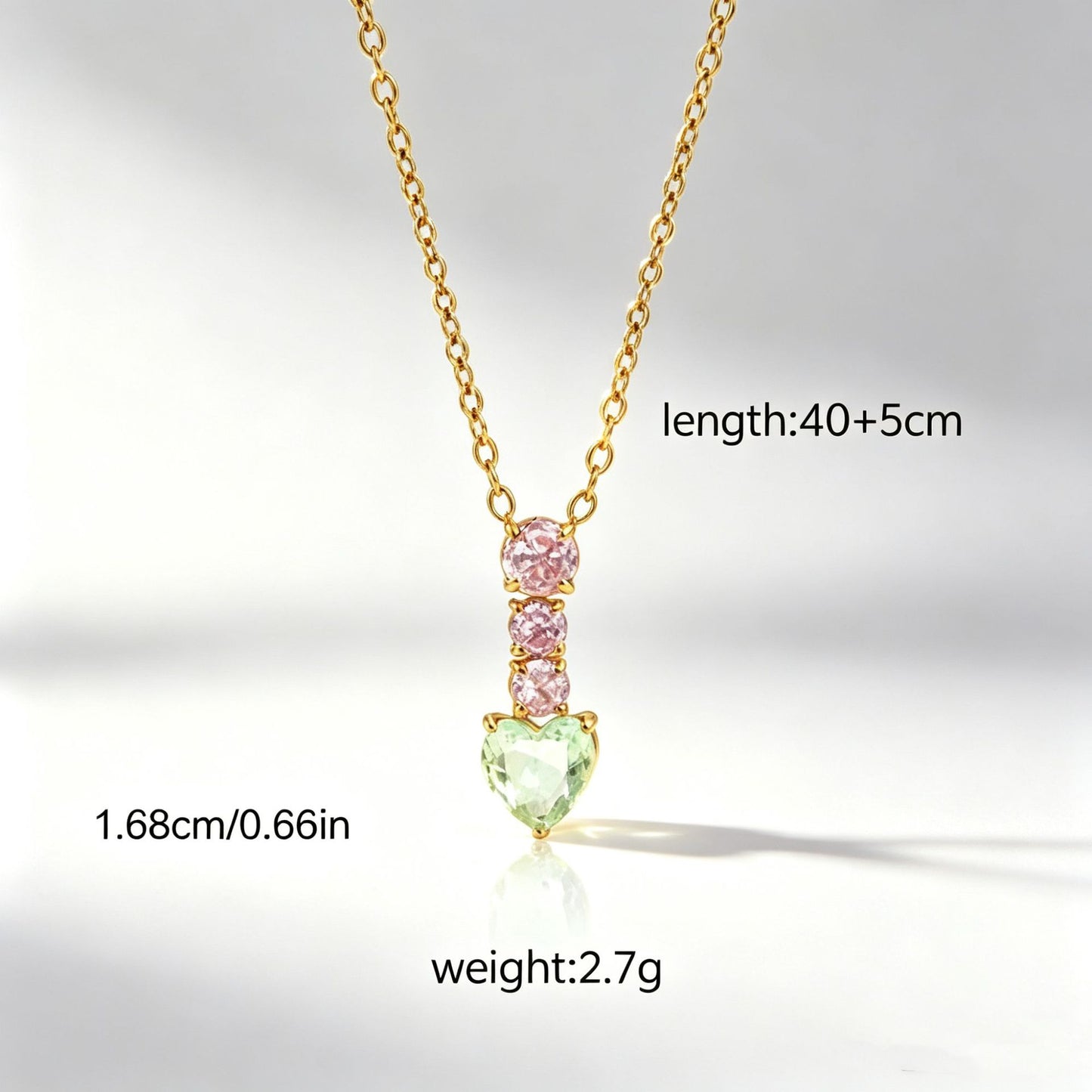 Water Droplets Pendant Necklace In Titanium Steel With Zircon Inlay, PVD Coated Chain For Women