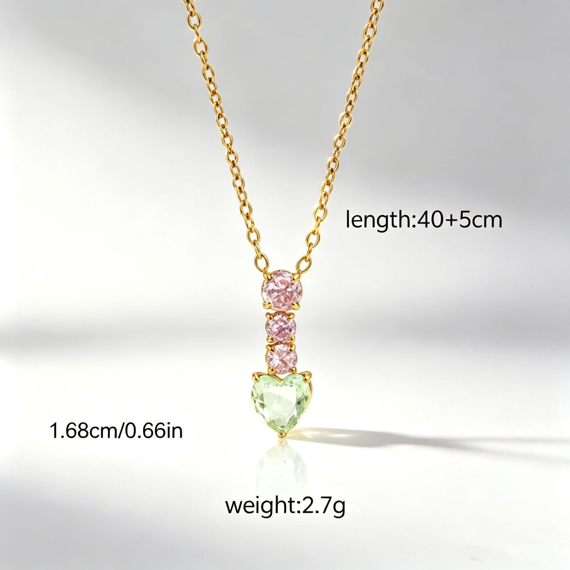 Water Droplets Pendant Necklace In Titanium Steel With Zircon Inlay, PVD Coated Chain For Women