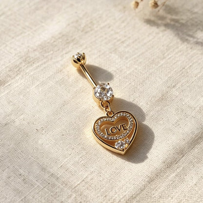 Heart Shape Metal Belly Ring In Gold For Women, Perfect Wedding Jewelry Accessory