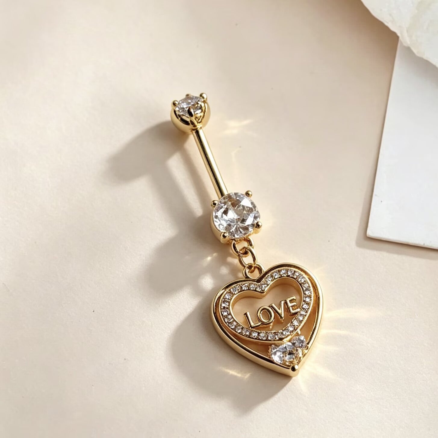 Heart Shape Metal Belly Ring In Gold For Women, Perfect Wedding Jewelry Accessory