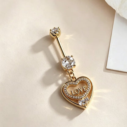 Heart Shape Metal Belly Ring In Gold For Women, Perfect Wedding Jewelry Accessory