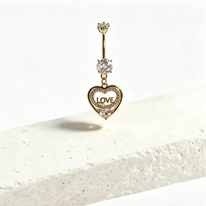 Heart Shape Metal Belly Ring In Gold For Women, Perfect Wedding Jewelry Accessory