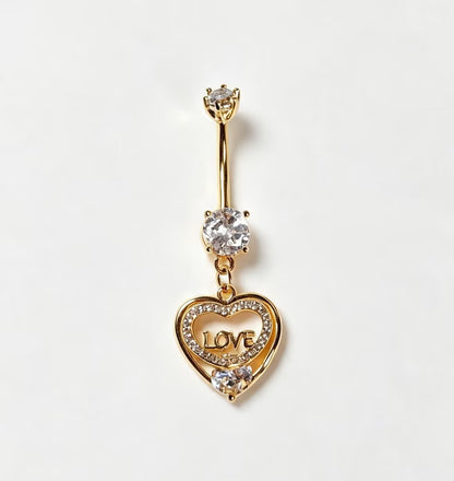 Heart Shape Metal Belly Ring In Gold For Women, Perfect Wedding Jewelry Accessory